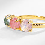 S925 Sterling Silver Gold-Plated Colored Stone Ring