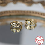 S925 Sterling Silver Octagonal Star Textured Hoop Earrings with Zirconia Inlay