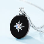 S925 Sterling Silver Black Onyx Synthetic Opal Pendant Necklace