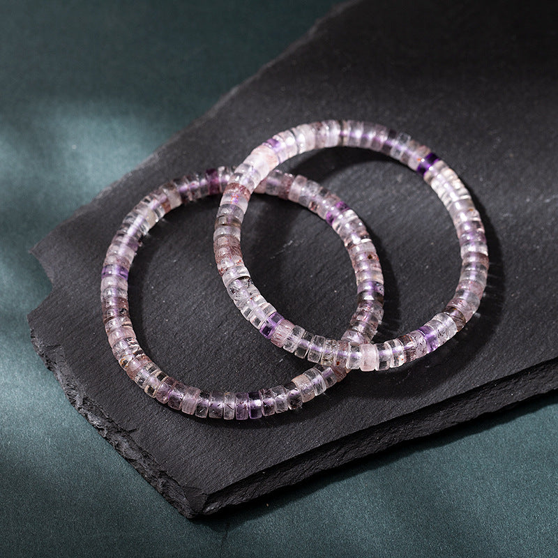 Natural High-Clarity Super Seven Amethyst Tablet-Style Bracelet