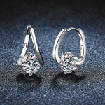 Simple lines 925 sterling silver stud earrings with moissanite