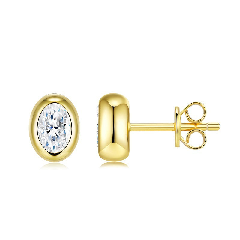 S925 Silver Gold-Plated Moissanite Stud Earrings