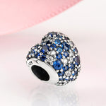 S925 Sterling Silver Zircon Blue Sparkling Heart Bead Pendant