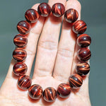 Natural Red Tiger's Eye Beaded Bracelet, Hawk's Eye Lightning Eye Round Bead Bracelet