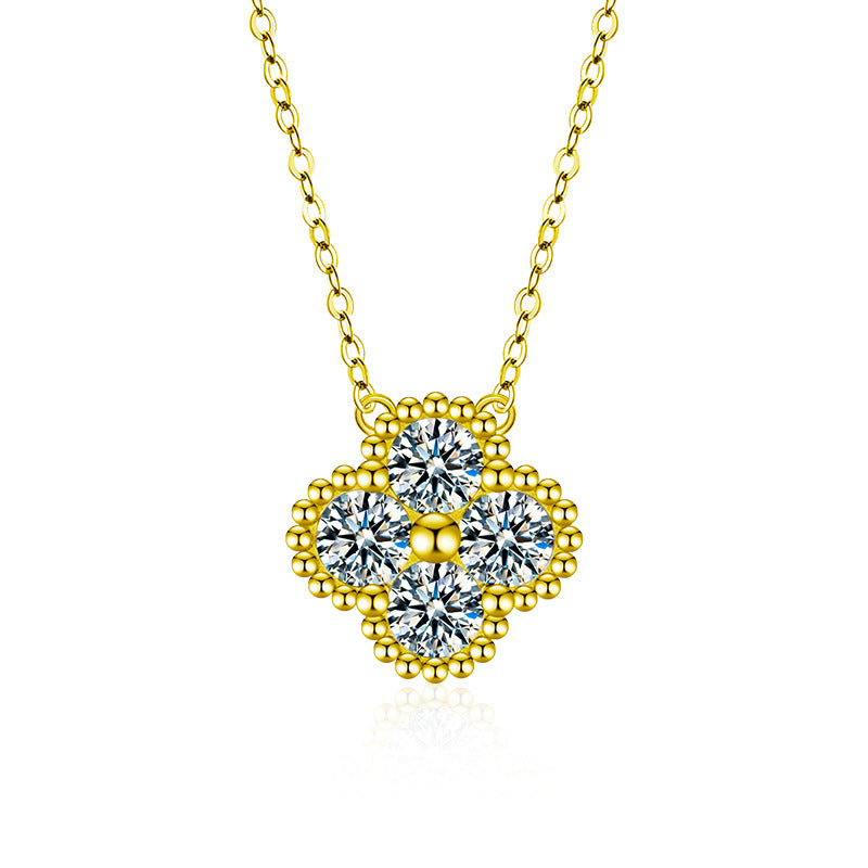 S925 Sterling Silver Moissanite Pendant Clover Necklace