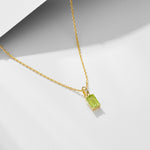 S925 Sterling Silver Natural Amethyst Olivine Pendant Necklace