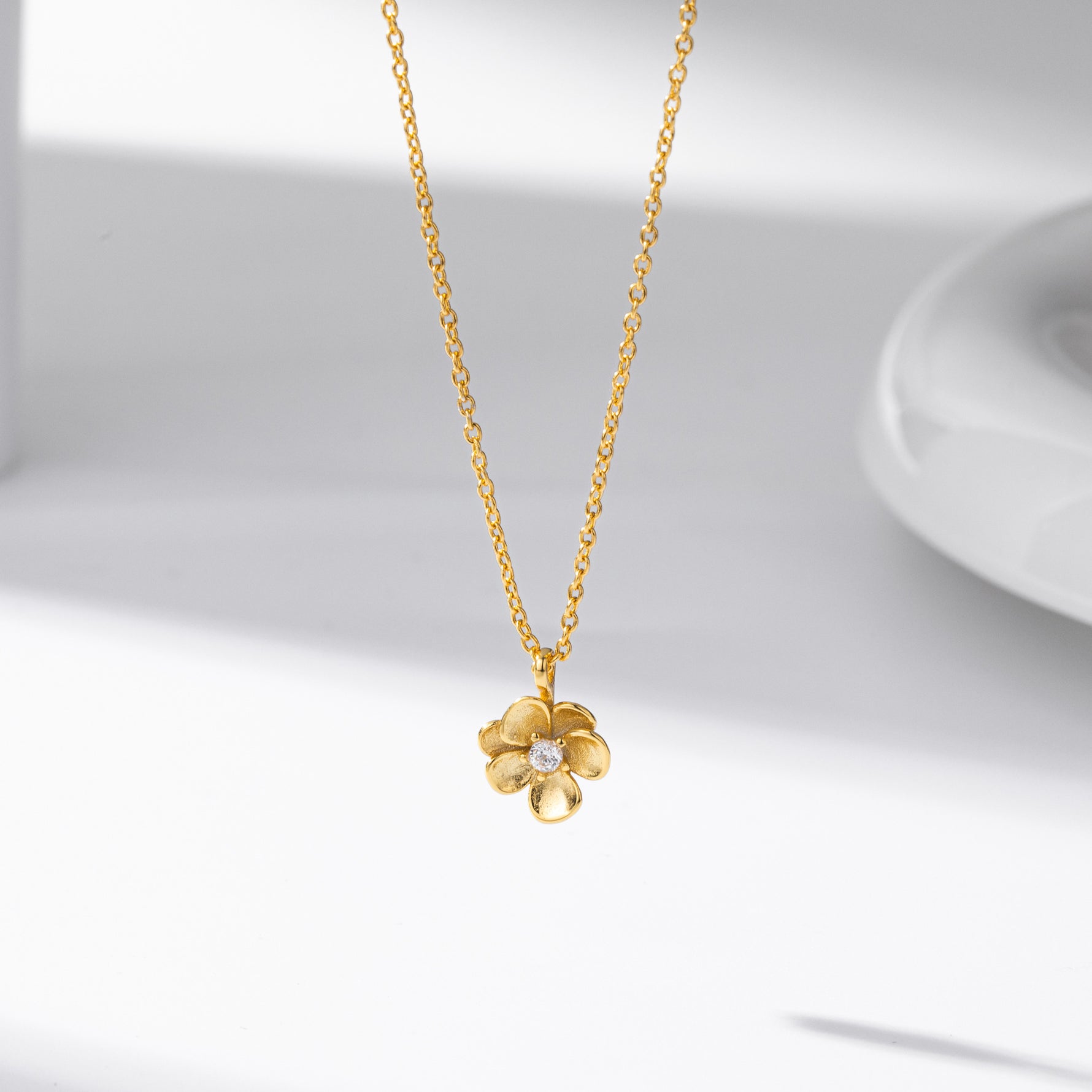 S925 Sterling Silver Flower Necklace