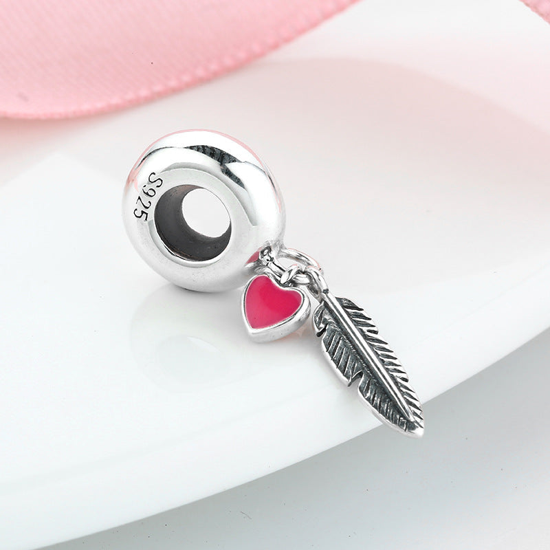 S925 Sterling Silver Feather Love Pendant