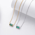 Rectangular colored zircon s925 sterling silver December birthstone collar necklace