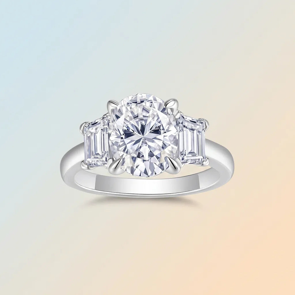 925 Sterling Silver Statement Moissanite Ring