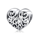 S925 Sterling Silver Hollow Heart Bead Pendant