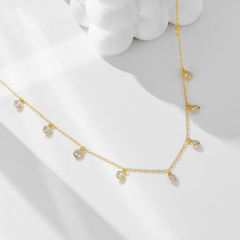 S925 Sterling Silver Starry Dot Zircon Pendant Necklace