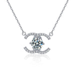 S925 Sterling Silver Classic Style Pairs C Moissanite Necklace