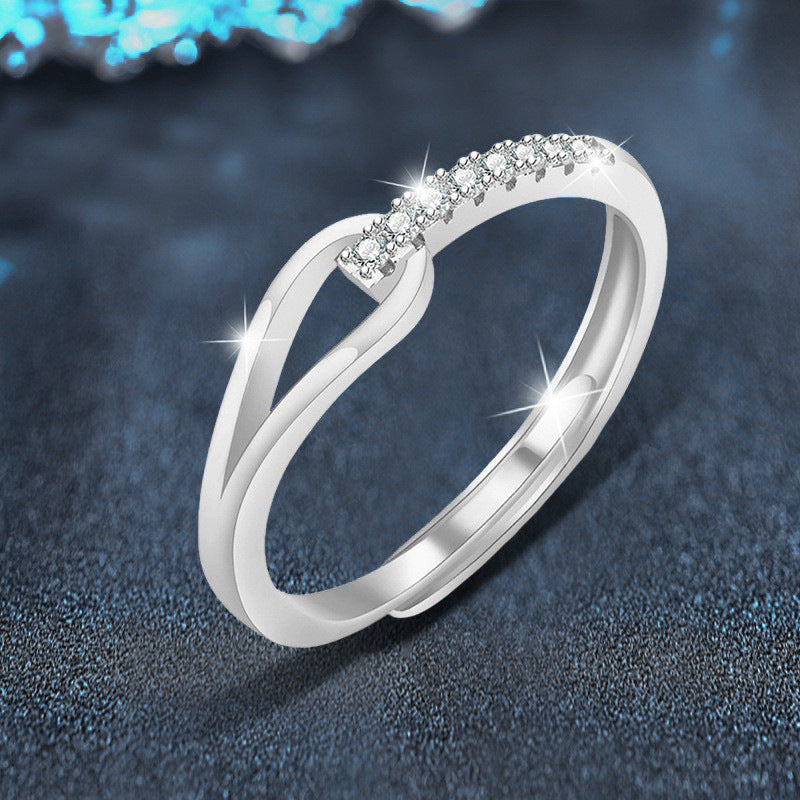 S925 Sterling Silver Moissanite Hollow Ring