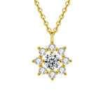 S925 Sterling Silver Moissanite SUNFLOWER Simple Pendant Necklace