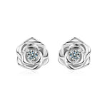 Moissanite rose earrings, S925 sterling silver, elegant and understated luxury.