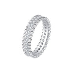 S925 Sterling Silver Moissanite Beaded Ring