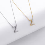 S925 Sterling Silver Simple Zircon Necklace with English Letters