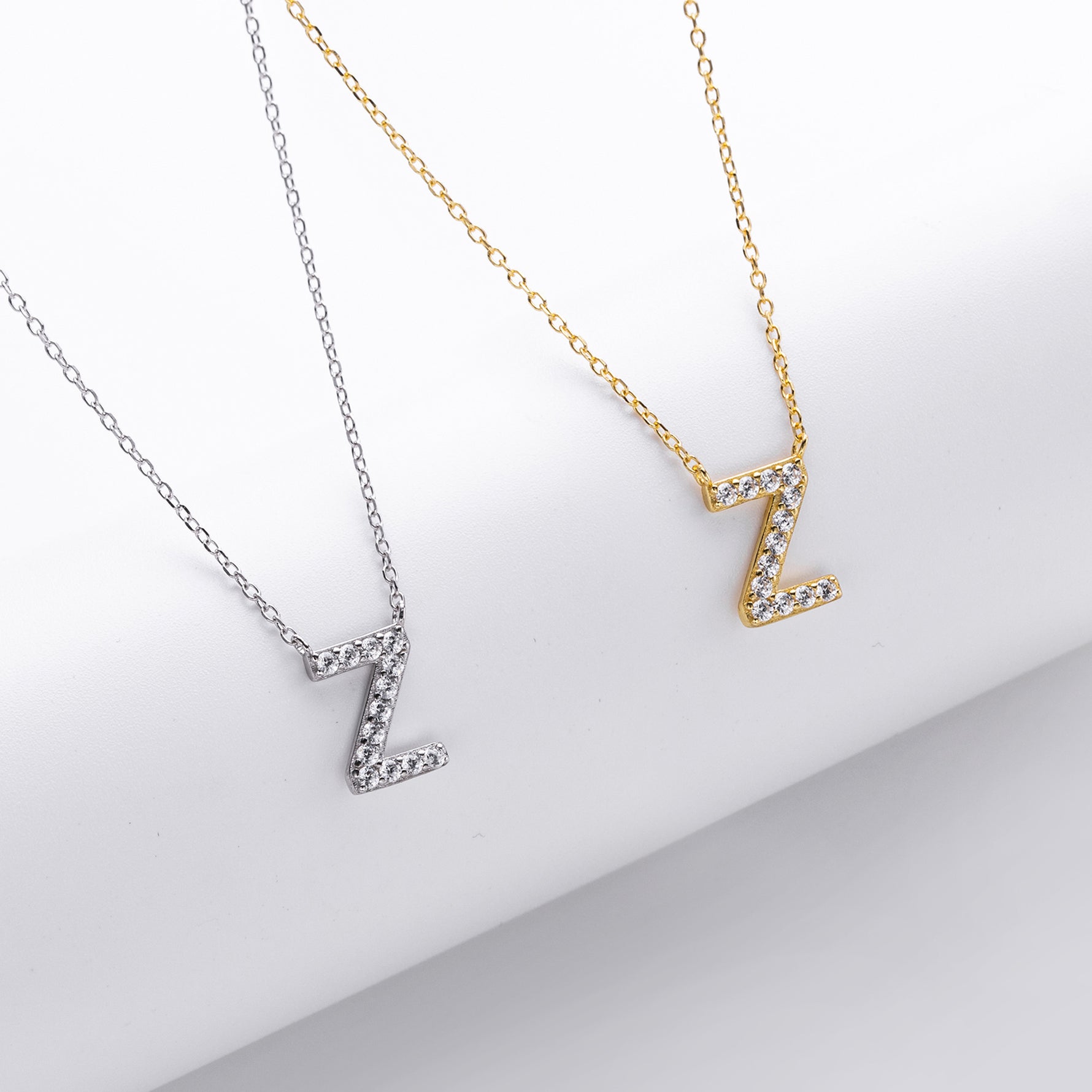 S925 Sterling Silver Simple Zircon Necklace with English Letters