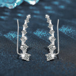 Classic Row-Set Diamond Stud Earrings — 925 Silver, Western-Style Jewelry