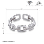 S925 Sterling Silver Ring with Zirconia Chain