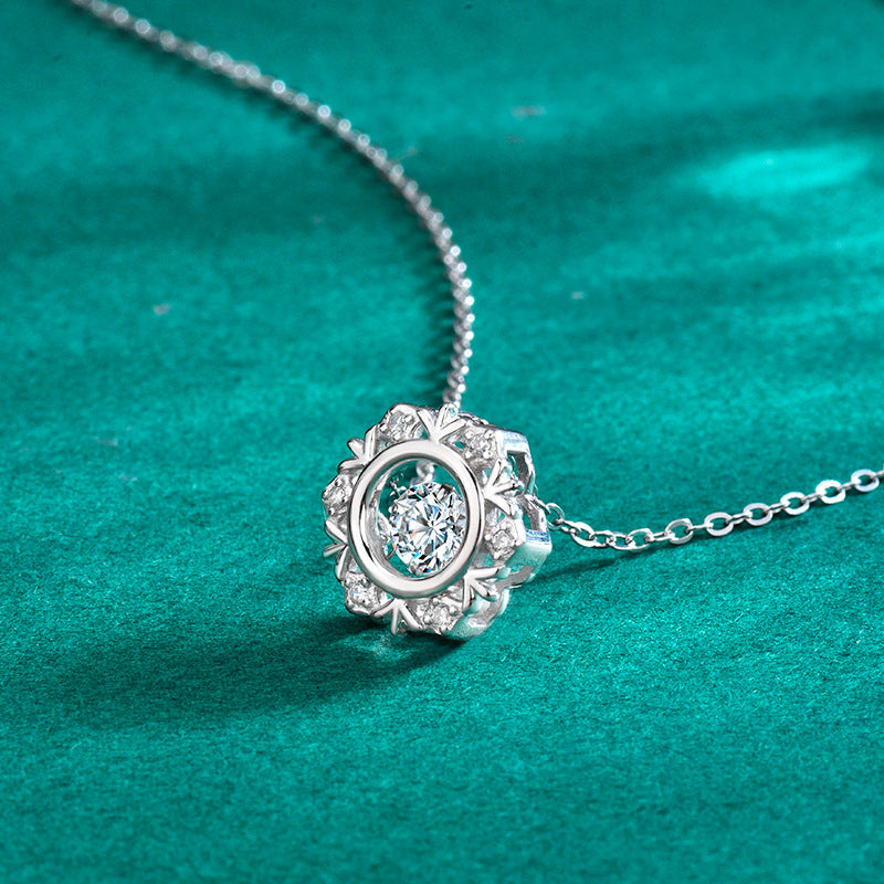 S925 Sterling Silver Snowflake Pendant Moissanite Necklace