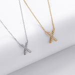 S925 Sterling Silver Simple Zircon Necklace with English Letters