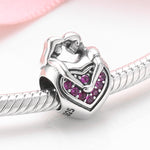 S925 Sterling Silver Heart Bead Purple Zircon Pendant