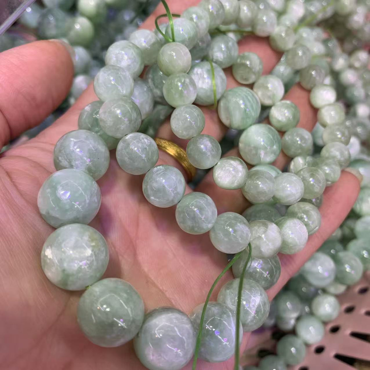Natural Emerald Round Bead Bracelet