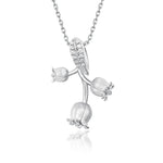 S925 Sterling Silver Lily of the Valley Zircon Inlaid Pendant Necklace