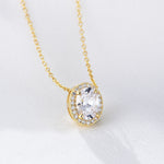 S925 Sterling Silver Oval Micro Inlaid Zircon Necklace