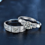 S925 Sterling Silver “By Your Side” Moissanite Couple Ring