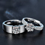 S925 Sterling Silver Moissanite Couple Ring