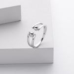 European and American S925 sterling silver double-layered beaded ring with adjustable opening