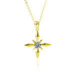 S925 Sterling Silver Moissanite Four Pointed Stars Pendant Necklace