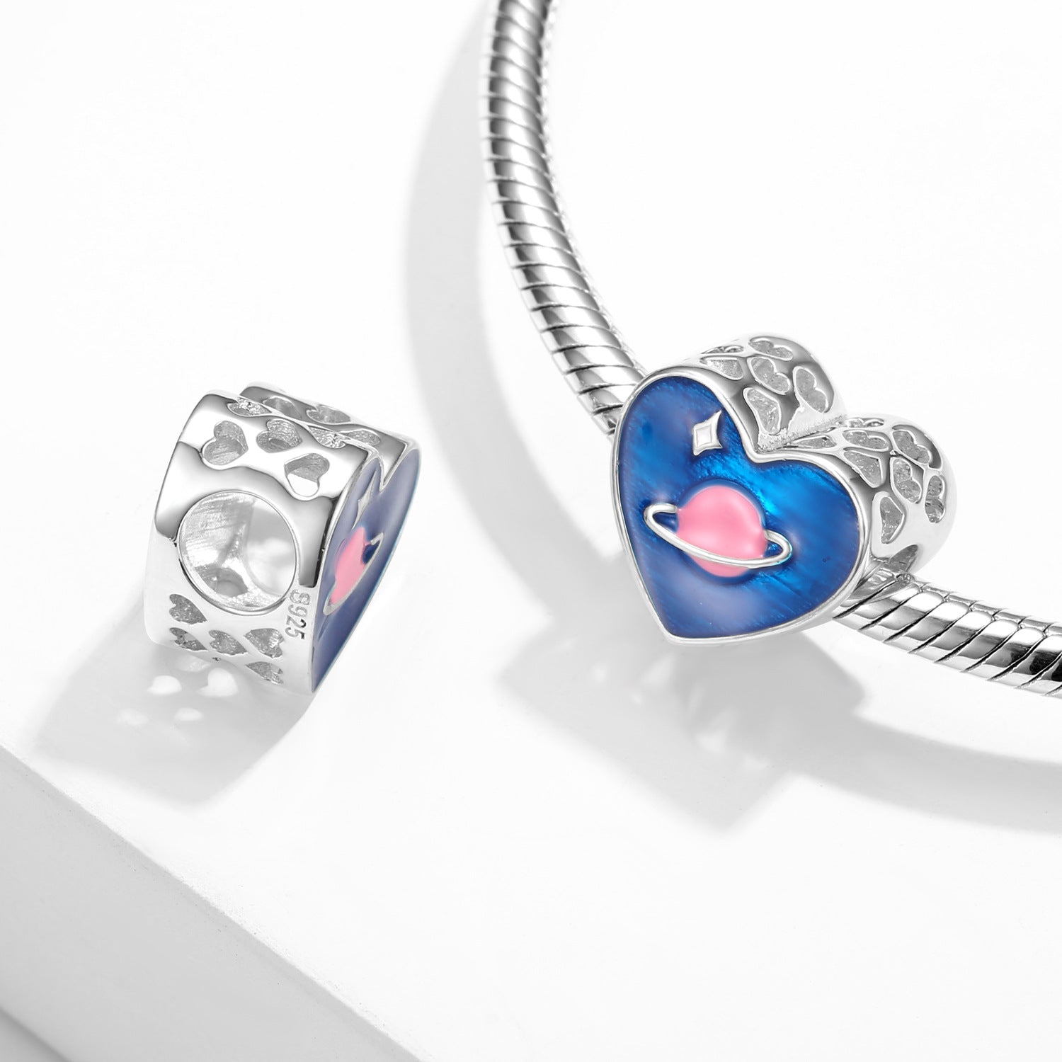 S925 Sterling Silver Loving Heart Planet Pendant