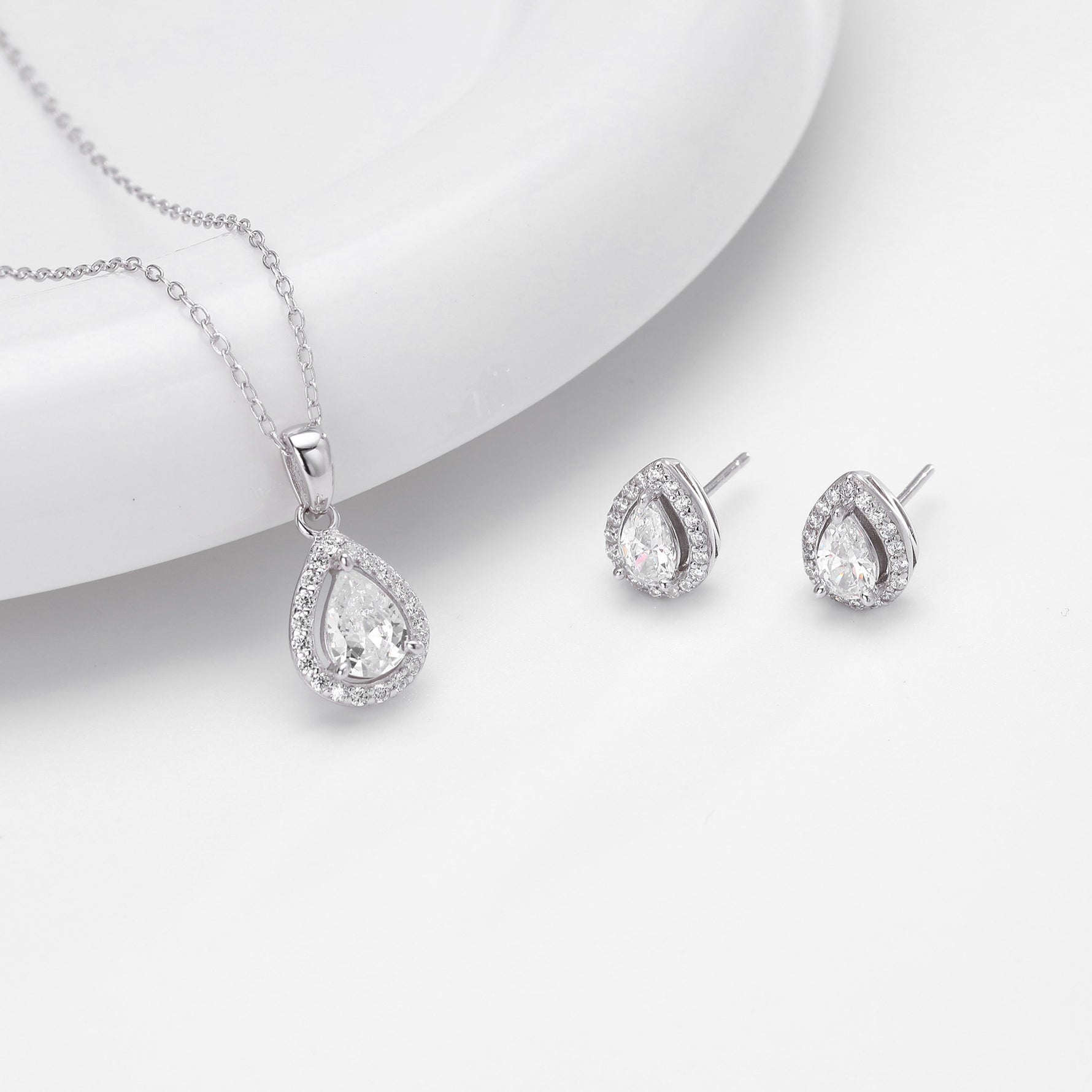 Double-layer zircon earrings and affordable luxury zircon necklace