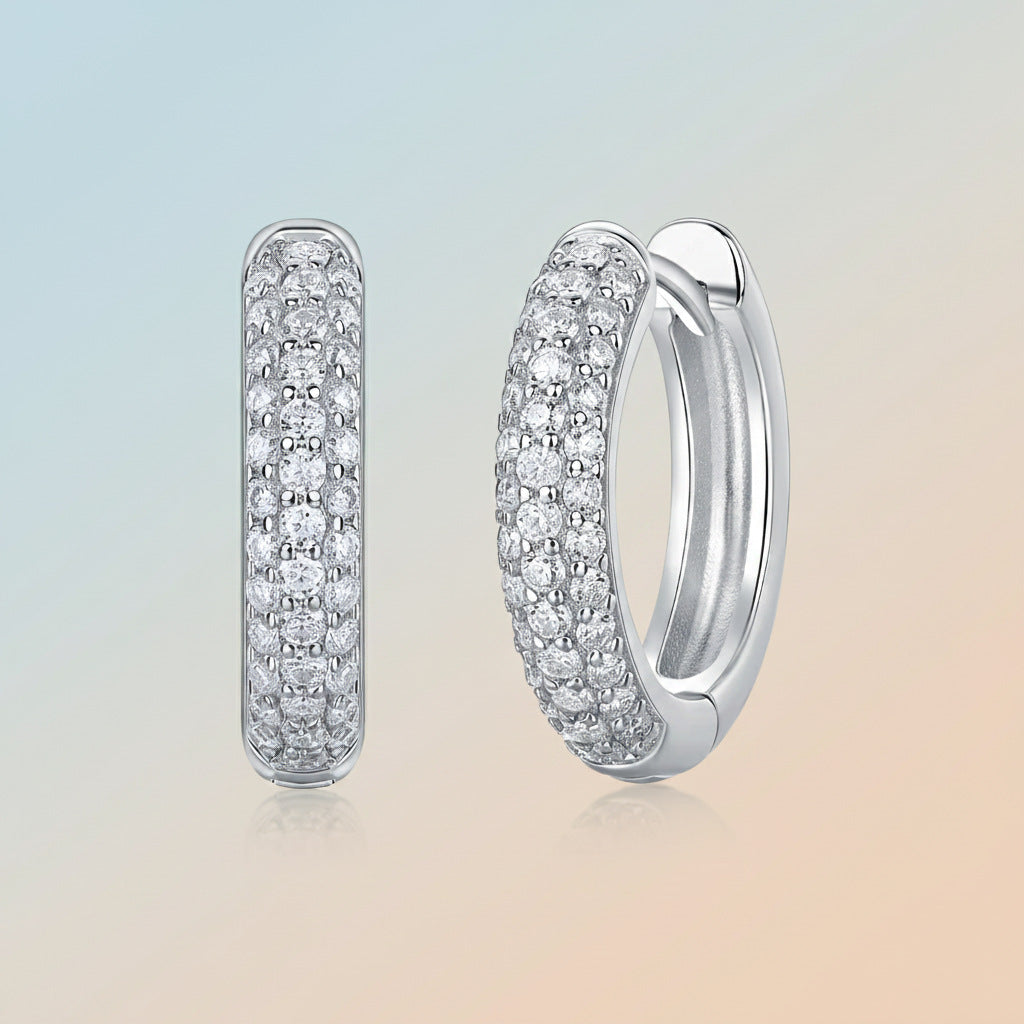 S925 Silver Star-Accented Moissanite Hoop Earrings
