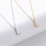 S925 Sterling Silver Simple Zircon Necklace with English Letters
