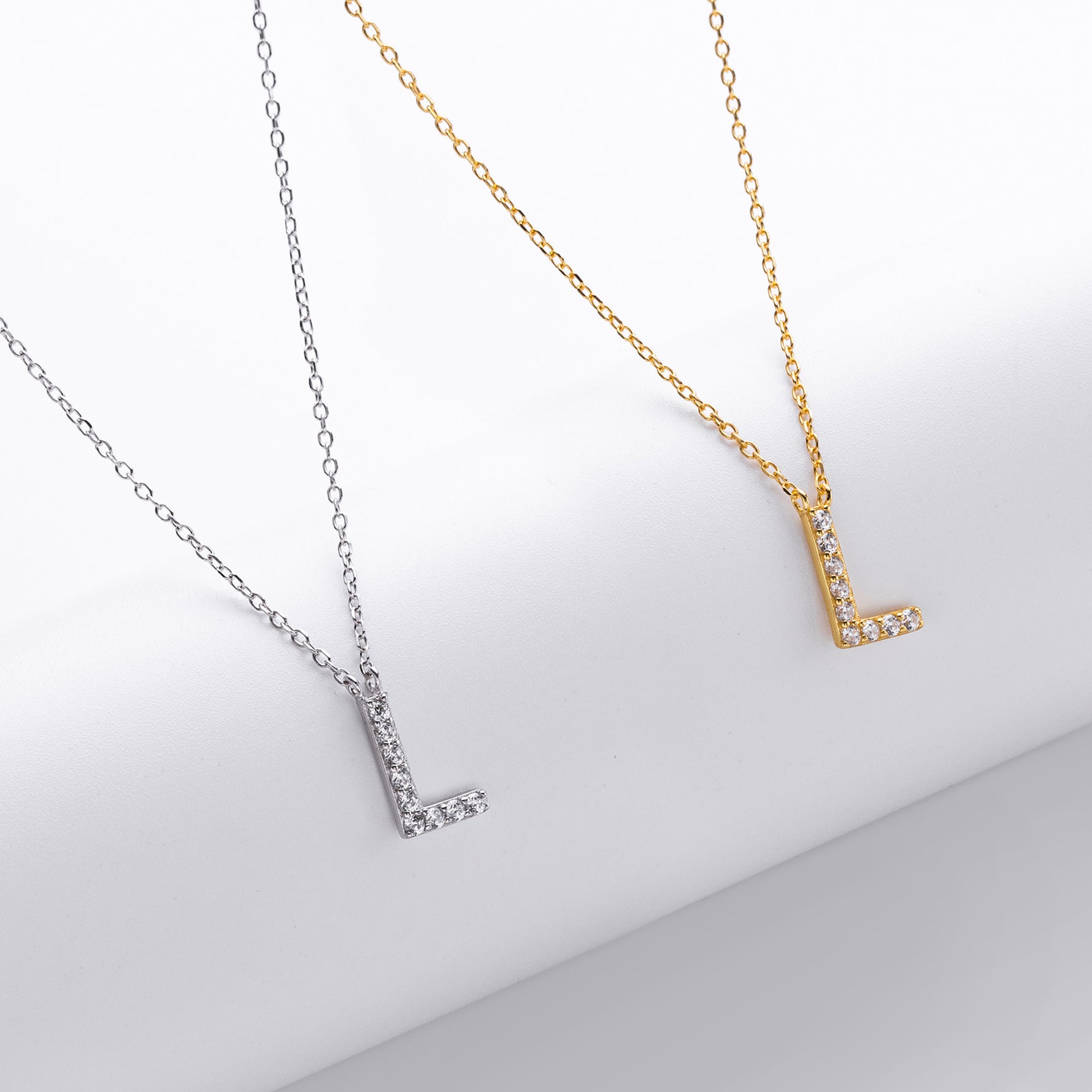 S925 Sterling Silver Simple Zircon Necklace with English Letters