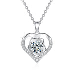 S925 Sterling Silver Rose Moissanite Pendant Loving Heart Necklace