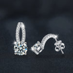 Moissanite Stud Earrings — 925 Sterling Silver, Sophisticated & Minimalist Style, Four-Prong Setting