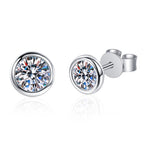 S925 Sterling Silver Moissanite Classic Round Stud Earrings