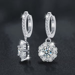 925 Sterling Silver Moissanite Elegant Sunflower Earrings
