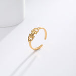 S925 Sterling Silver Trendy Leather Buckle Double D Opening Ring