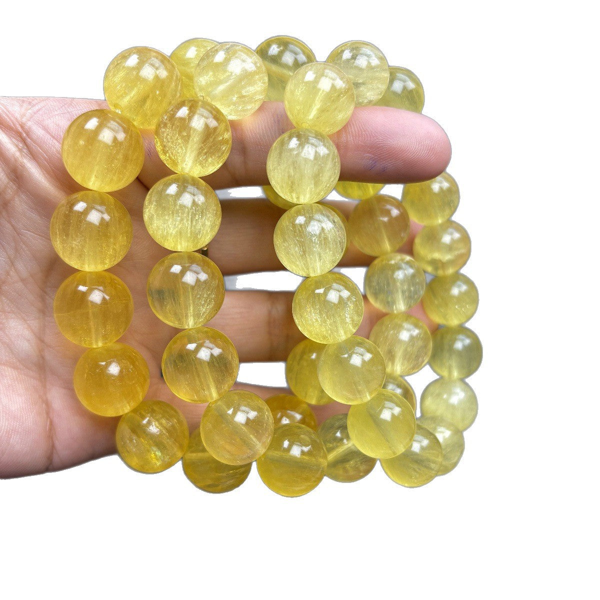 Natural Yellow Fluorite Bracelet with Visible Internal Veining