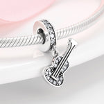 S925 Sterling Silver Guitar Diamond-Embedded Zircon Pendant