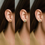 S925 Sterling Silver Heart Stud Earrings with Colorful Cubic Zirconia(Single unit)