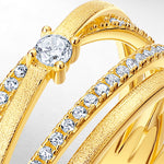 S925 Sterling Silver Gold-Plated Tri-Wrapped Zircon Ring