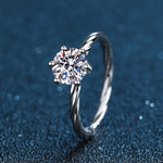 925 Sterling Silver Moissanite Twisted Shape Ring